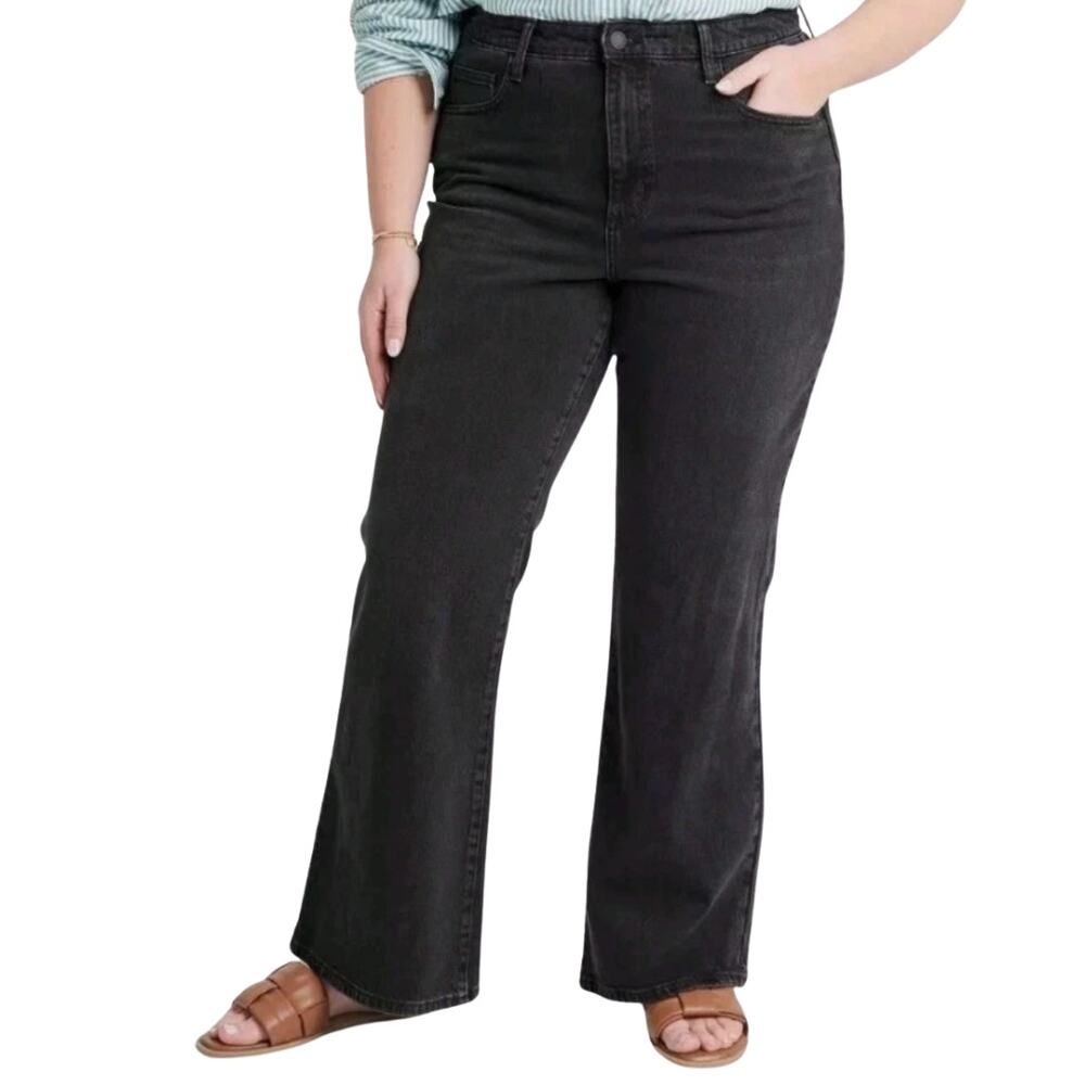 Universal Thread High Rise Flare Black Stone Wash Denim Plus Size Jeans Sz 20R